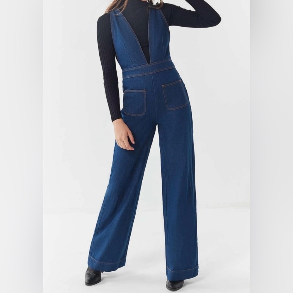 BDG Eleanor Plunging Denim Jumpsuit